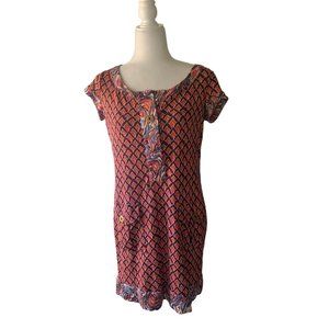 Diane Von Furstenberg Kian Silk Shift Dress Women's Geometric Print Size 6